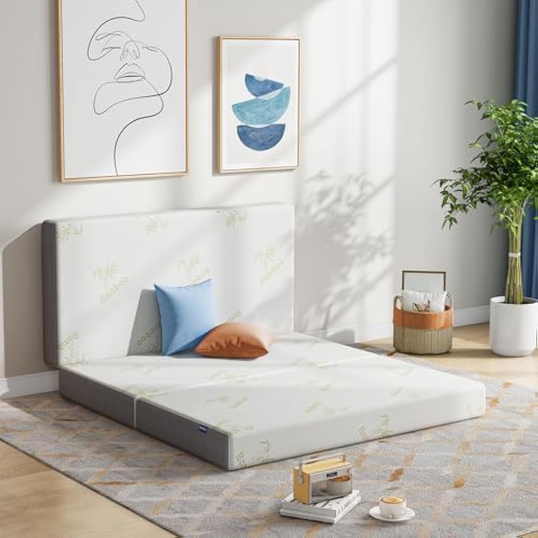 Inofia Folding Mattress Single, 15cm Foldable Memory Foam Mattress with Removable Cover, Guest Trifold Mattress Single Size, Bed in a Box, 100-Night Trial(90x190x15cm)