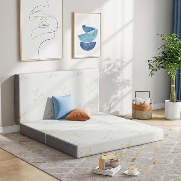 Inofia Folding Mattress Single, 15cm Foldable Memory Foam Mattress with Removable Cover, Guest Trifold Mattress Single Size, Bed in a Box, 100-Night Trial(90x190x15cm)