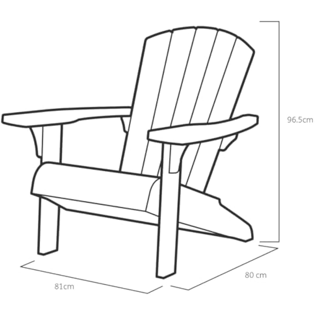 Keter Alpine Adirondack Outdoor Garden Furniture Chair - Graphite Grey