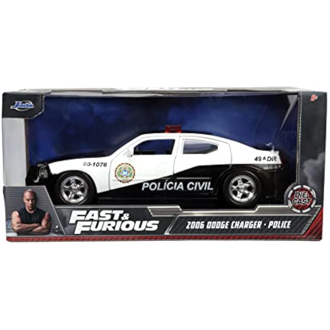 Jada 33665BK Collectible Miniature Car, Black/White