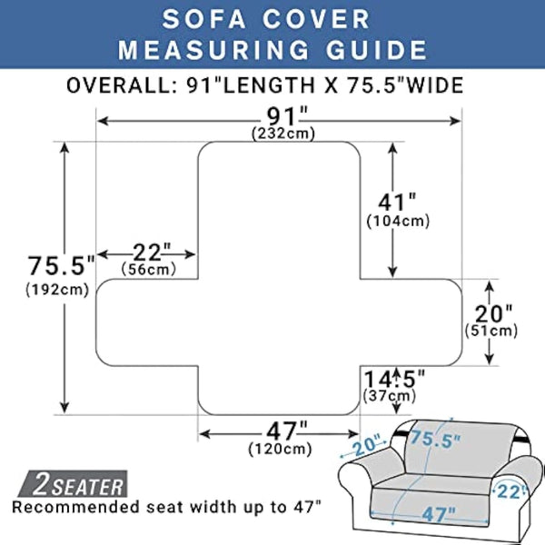 XINEAG Quilted Sofa Covers 2 Seater, Water Resistant Loveseat Covers Sofa Slipcovers with Pockets, Non Slip Sofa Cover for Dogs Pets, Washable Furniture Protector with Elastic Strap (Loveseat, Beige)