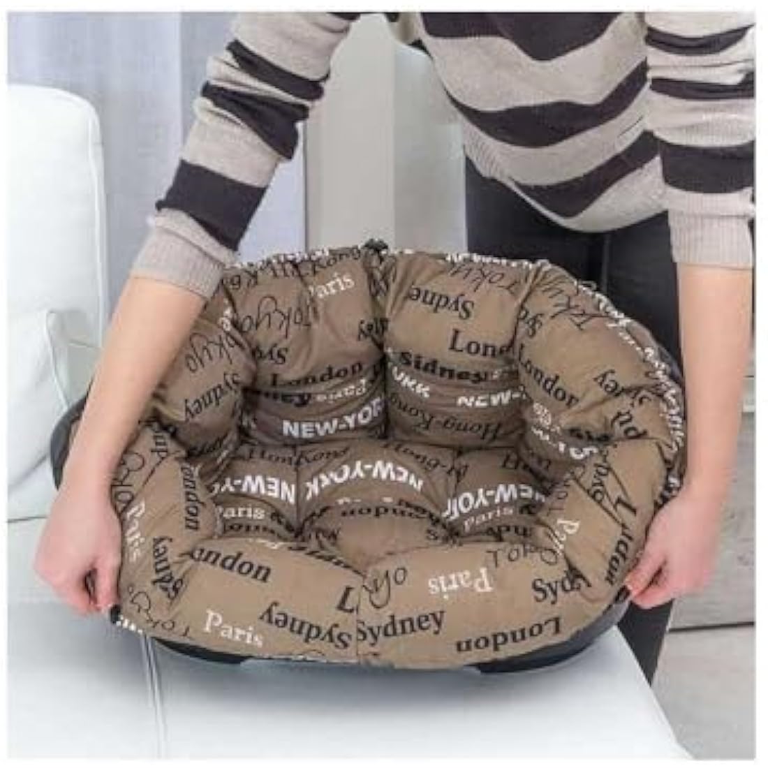 Ferplast Plastic Dog and Cat Bed with Padded Dog and Cat Cushion SOFA' Dog Bed with Padded Cushion, Washable, 73 x 55 x 27 cm