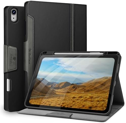 Antbox Case for iPad Air 13 Inch 2025 M3/2024 M2, Built-in Pencil Holder, Fully Supports Pencil Pro and Pencil (USB-C), Auto Sleep/Wake Function PU Leather iPad Air 13'' Cover (Black)