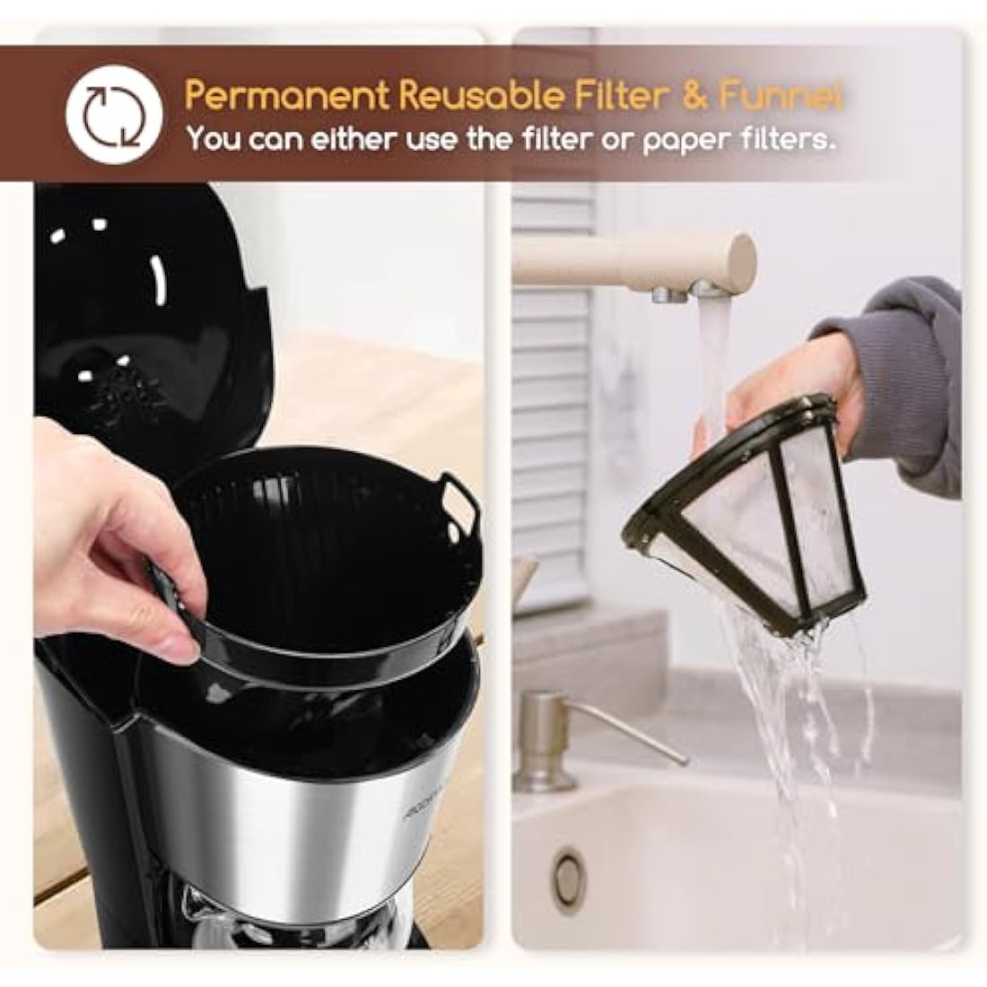 Aigostar Filter Coffee Machine, Programmable Drip Coffee Maker with 24hr Timer & 40min Keep Warm, Fast Brewing, 1.5L Coffee Filter Machine with Anti-Drip & BPA Free - Benno 30YWZ