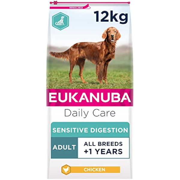 Eukanuba Sensitive Digestion Highly Digestible Complete Dry Dog Food for Adult Dogs with Chicken 12 kg