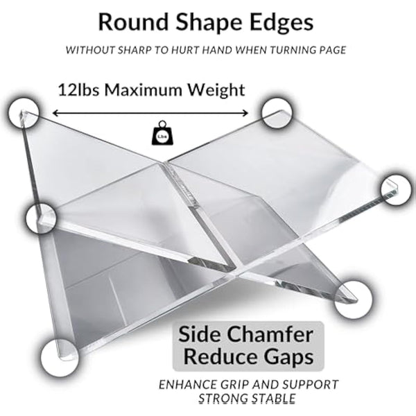 Honygebia Clear Acrylic Book Stands - Cross Frame Acrylic Book Holder, Open Bookstand for Display and Reading, Suitable for Art, Bible, Cookbook, Easel, Magazine, Recipe, Textbooks - 32 x 24 x 14cm