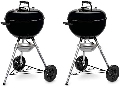 Weber Original Kettle Charcoal Grill, Ø 57cm Grill Area, BBQ Grill with Porcelain-Enamelled Lid & Bowl, Lid Thermometer, One-Touch Cleaning System - Black (14101004)