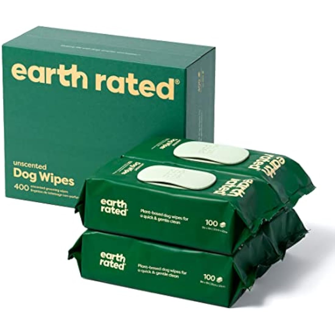 Earth Rated Pet Wipes for Dogs and Cats, Hypoallergenic, Cleaning and Hydrating, for Grooming Paws, Body and Bums, Unscented, 400 Count