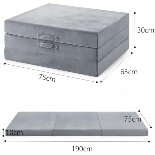Jamdok 10CM Single Memory Foam Folding Sleeping Pad,Trifold Mattress,Machine Washable Cover, Foldable Floor Mattress Topper,Guest Bed for Adult,Camping Mat