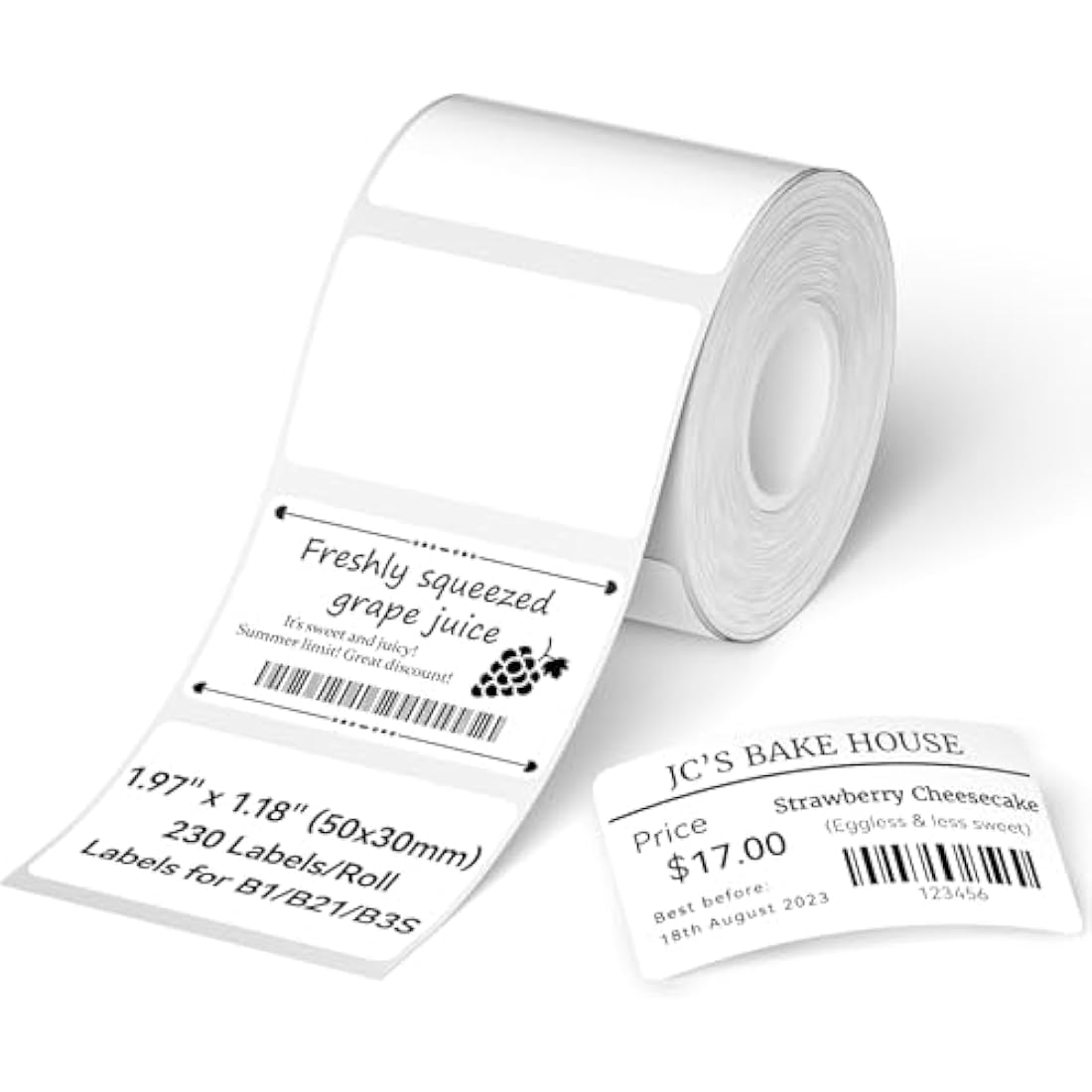 NIIMBOT Thermal Sticky Labels 50×30 mm (2×1.2") Compatible with B1/B21/B31/B3S/K2 Label Printer, Waterproof Labels Stickers for Home,Kitchen, Office, Organizing & Small Business, 1 Roll (White)