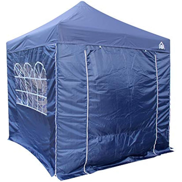 All Seasons Gazebos | 2.5x2.5m Fully Waterproof, Heavy Duty Pop Up Gazebo | 4 Side Walls & Accessory Pack (Navy Blue)