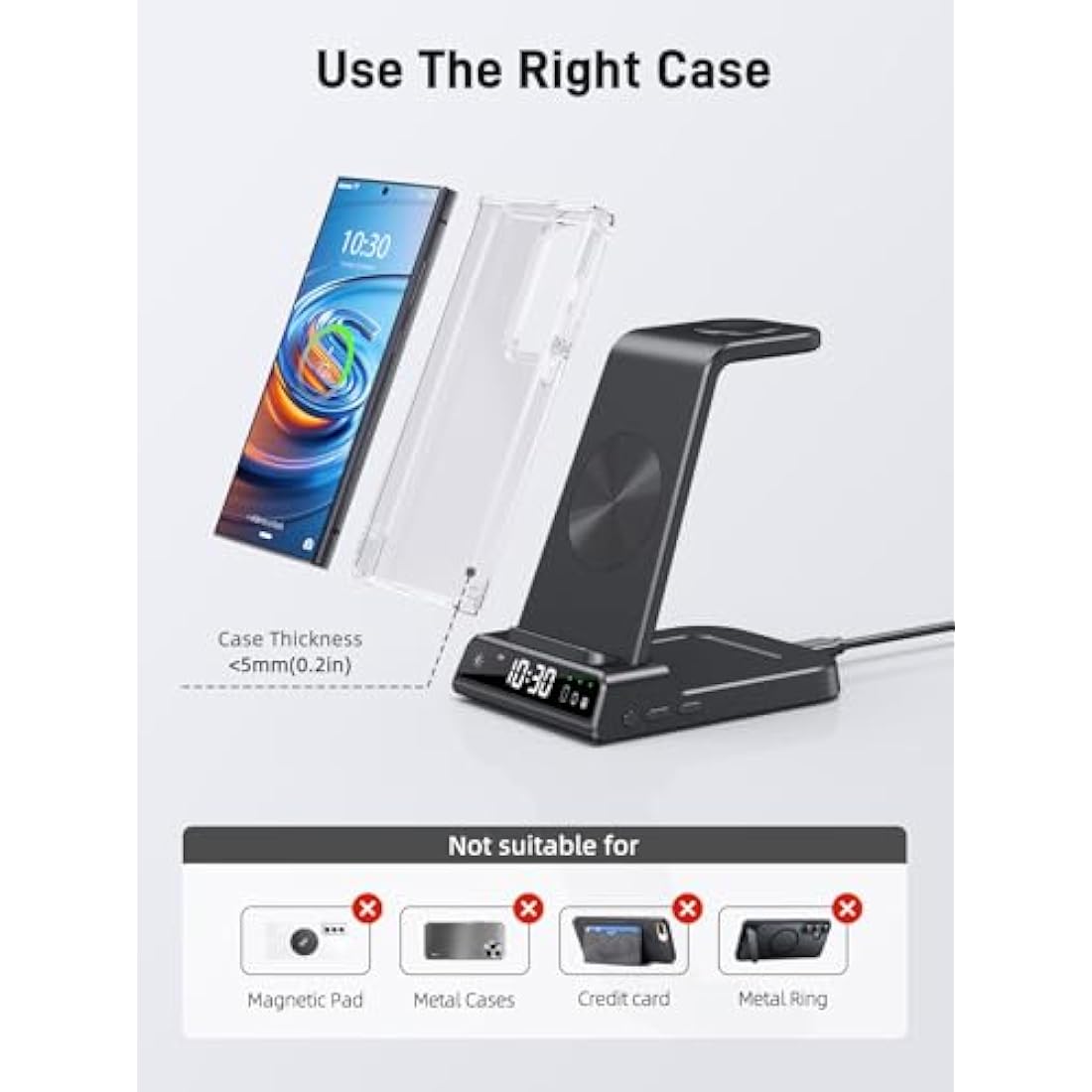 Wireless Charger for Samsung Galaxy S25 Ultra Watch 7 Ultra, Samsung Charger for Galaxy Watch 6 5, 3 in 1 Android Phone Charging Station for S24 Z Flip 6 Galaxy Buds Pro 2