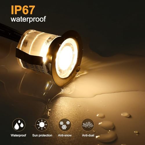 INDARUN Warm White Led Decking Lights Outdoor Waterproof IP67 Ø30MM 12V - Led Plinth Light Kits for Terrace/Patio/Path/Wall/Garden/Decoration, 30 Packs