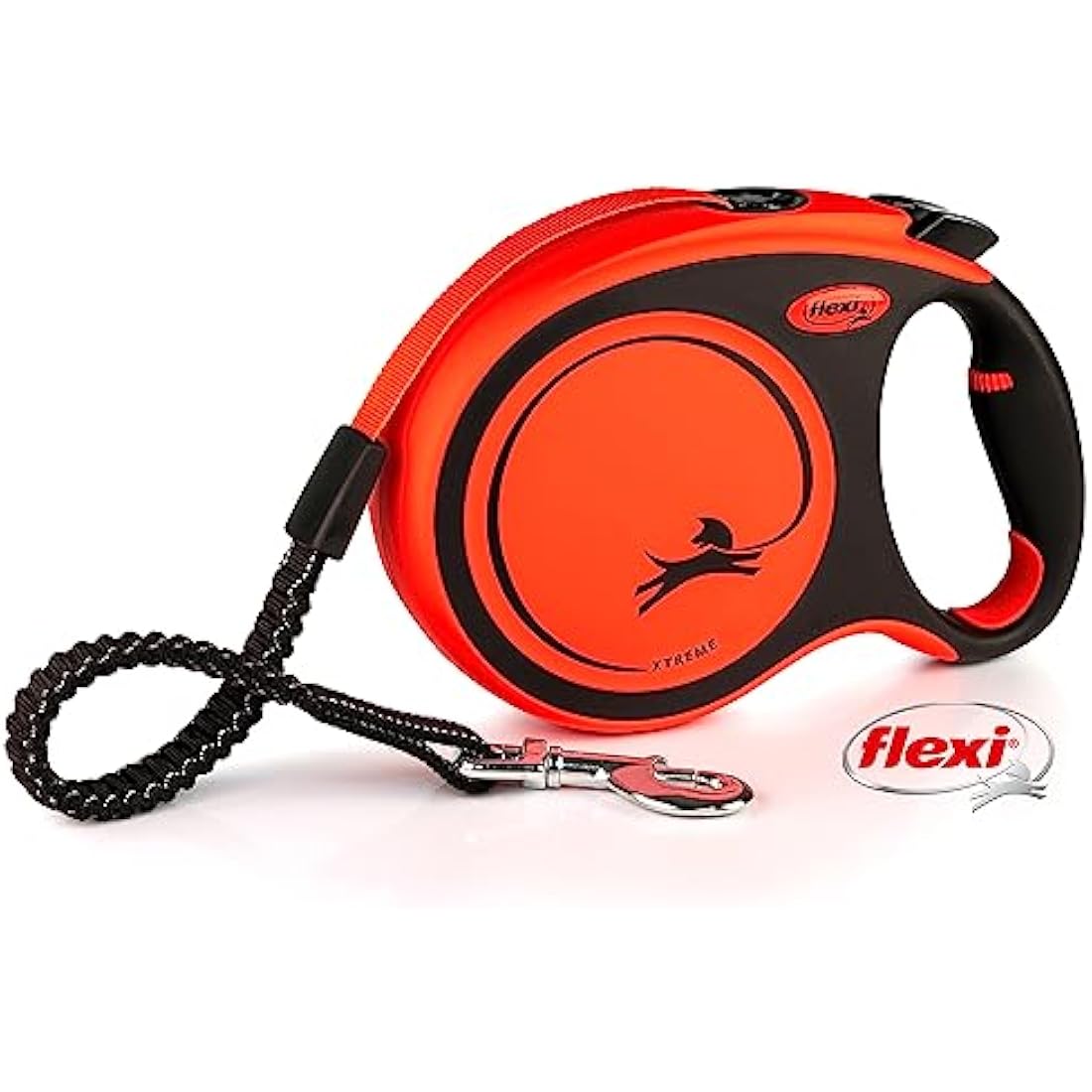 Flexi Xtreme Tape Orange & Black Large 8m Retractable Dog Leash/Lead for dogs up to 55kgs/121bs