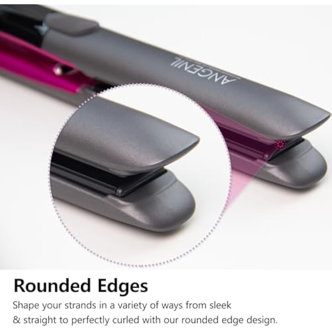 ANGENIL Titanium Hair Straighteners for Women, Heat Mat Hair Straightener, Dual Voltage Flat Iron Travel Straighteners and Curling Iron 2 in 1, 15s Fast Heating, Anti-scalding and Anti-Slip Design