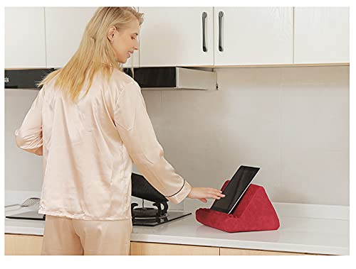 Soft Tablet Stand Pillow with Pocket,Tablet Cushion Stand,Adjustable 3 Viewing Angle,Lazy Holder Stand for Bed Sofa,Compatible with iPads Tablets eReaders Smartphones Books Magazines（Grey）…