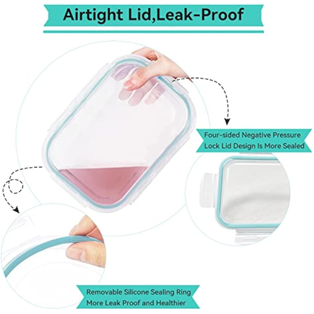 Luvan 1520ML Large Glass Food Storage Containers with Lids, Airtight Glass Meal Prep Containers Set Lunch Box BPA Free & Leak-Proof for Microwave,Oven,Freezer and Dishwasher Safe