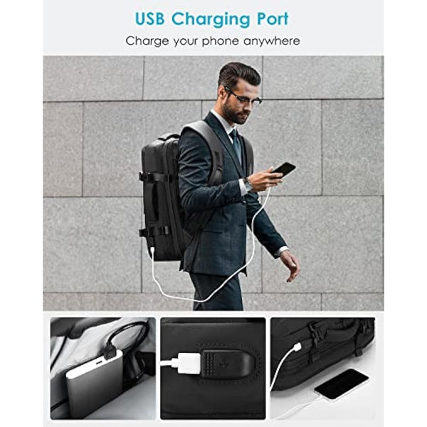 HOMIEE Easyjet Cabin Bags 22-40L Expandable Travel Backpack 45x30x17 Underseat Carry On Backpack Flight Approved Hand Luggage Suitcase 15.6 Inch Laptop Rucksack Fit Casual Daypack School Bag Black