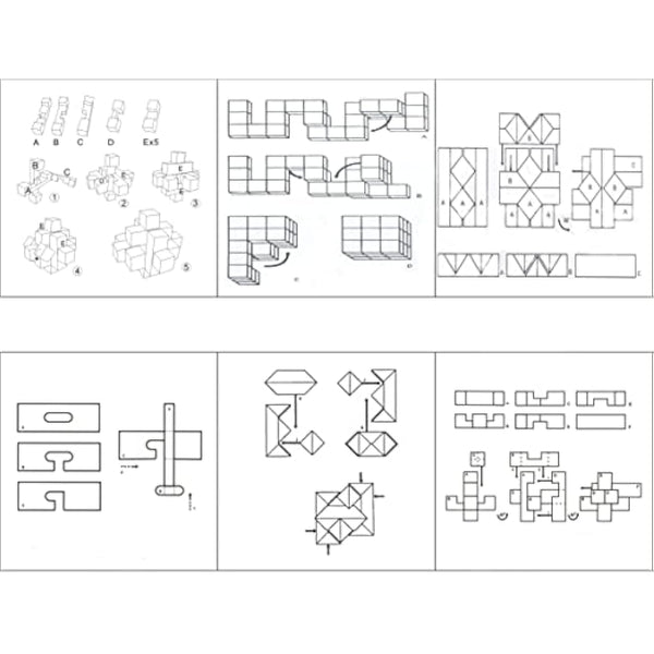 Holzsammlung Set of 6 3D Wooden Brain Teaser Puzzles, IQ Challenge Puzzle Games, Small Logic Mind Puzzle Box Toy Removing Assembling Lock Puzzle Gift Set for Adults Teenagers Kids, 1.8inch 4.5cm