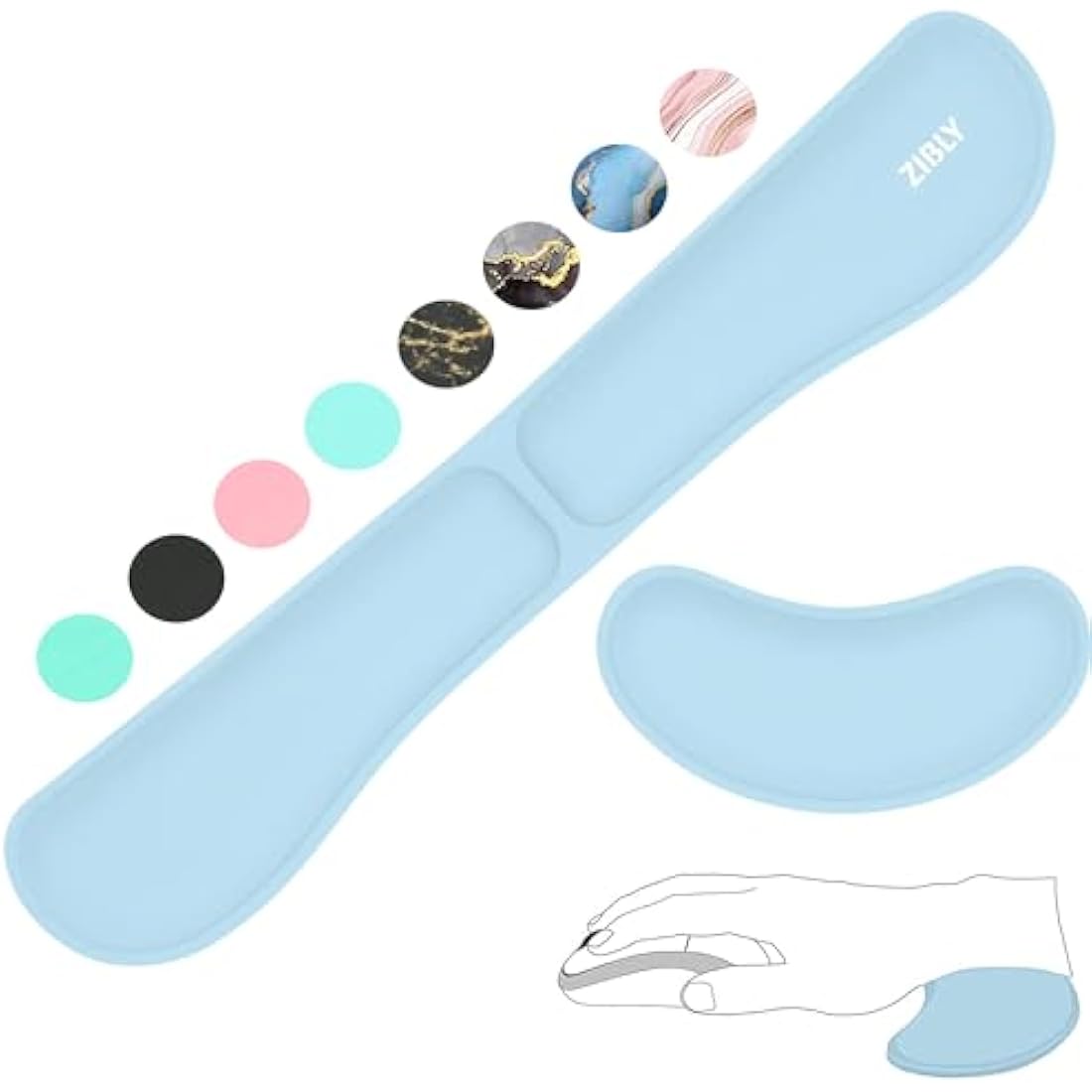 ZIBLY Wrist Rest Keyboard and Mouse Set - Non-Slip Ergonomic Wrist Cushion Support Pad - Easy Typing, Pain Relief – Premium Silky Gel Memory Foam for Work from Home Gaming Computer Laptop