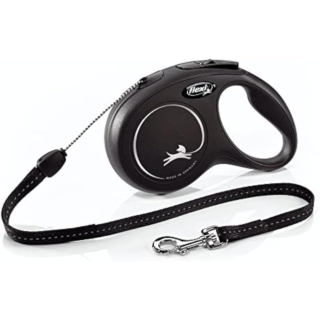 FLEXI® New Classic Retractable Dog Leash (Cord), Ergonomic, Durable and Tangle Free Pet Walking Leash for Dogs Up to 26 lbs, 26 ft, Small, Black