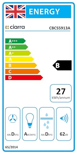 CIARRA Integrated Cooker Hood 52cm CBCS5913A Stainless Steel Built in Extractor Hood LED Light 3 Speeds Undercabinet Extractor Fan