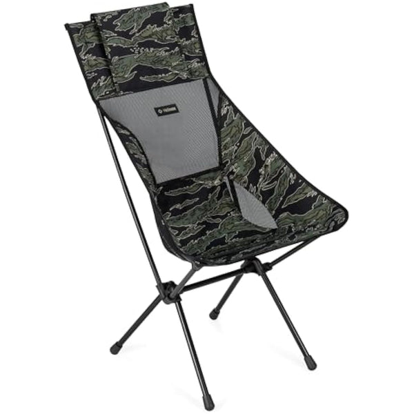 Helinox Sunset Chair Lightweight, High-Back, Compact, Collapsible Camping Chair, Xray Tiger Camo, with Pockets