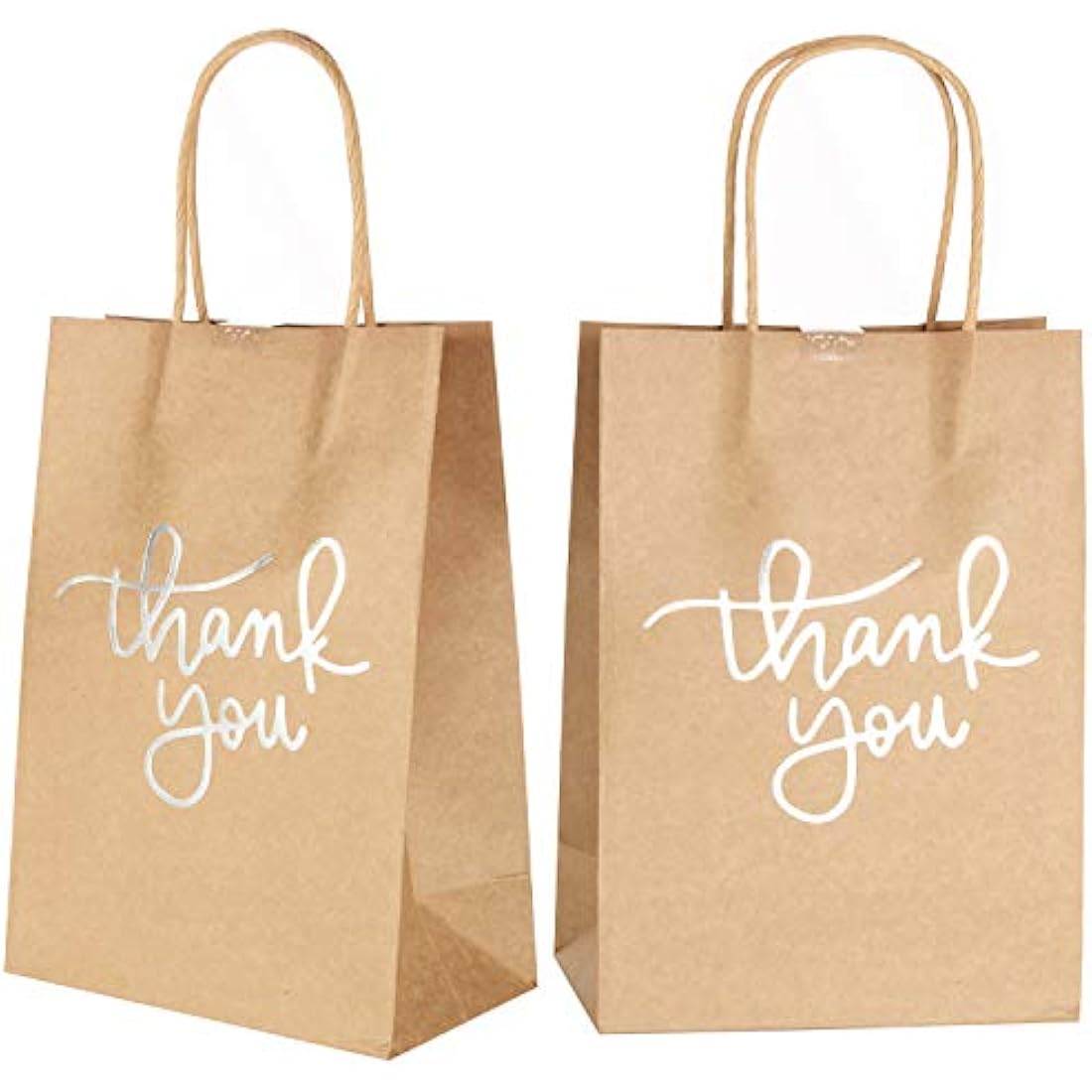 24 Pack Paper Party Bags,Kraft Paper Party Bags with Handles for Birthday,Business,Boutique,Wedding and Party Celebrations(Silver)
