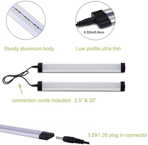 AIBOO Under Cabinet Lights Kit LED Rigid Bar with Dial Dimmer Switch for Kitchen Cupboard Closet Lighting (2700K Warm White, 8 Panels)