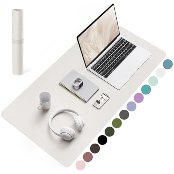 YSAGi Non-Slip Desk Pad, Waterproof PVC Leather Desk Table Protector, Ultra Thin Large Mouse Pad, Easy Clean Laptop Desk Writing Mat for Office Work/Home/Decor (80 x 40 cm, Gray)