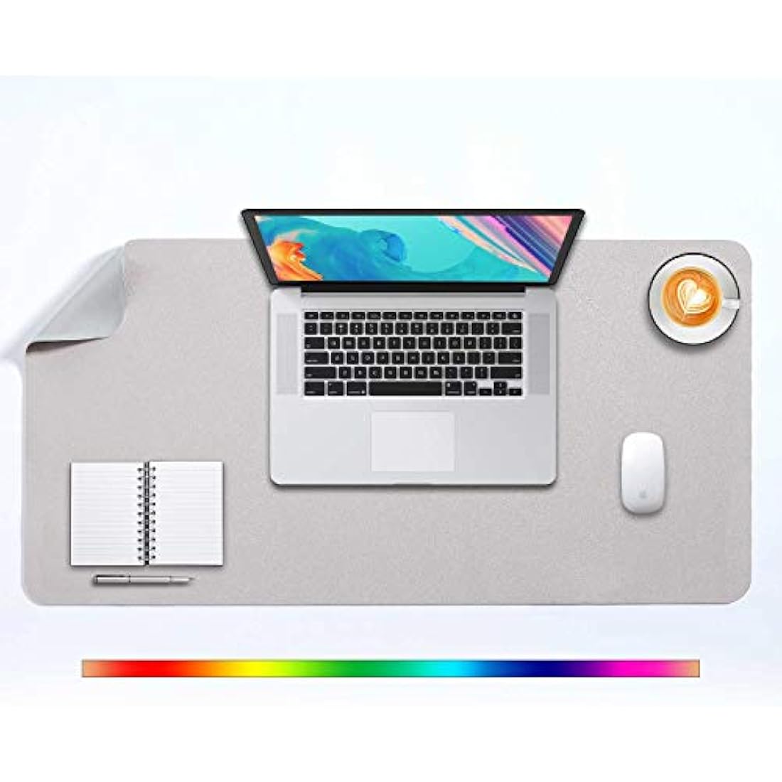 Desk Pad Large, Desk Mat, Extended Mouse Mat, Mouse Pad XL, Desk Blotter, DOBAOJIA Laptop Pad Writing Pad for Office/Home, Dual-Side Use PU Leather Waterproof 31.5" X 15.7" (Light Gray/Silver)