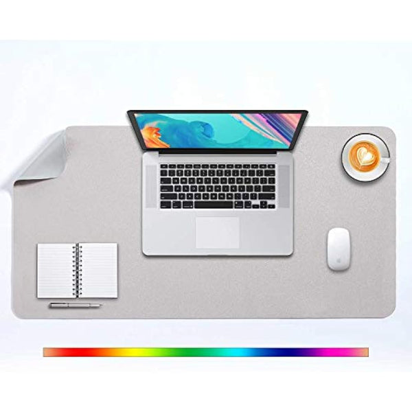 Desk Pad Large, Desk Mat, Extended Mouse Mat, Mouse Pad XL, Desk Blotter, DOBAOJIA Laptop Pad Writing Pad for Office/Home, Dual-Side Use PU Leather Waterproof 31.5" X 15.7" (Light Gray/Silver)