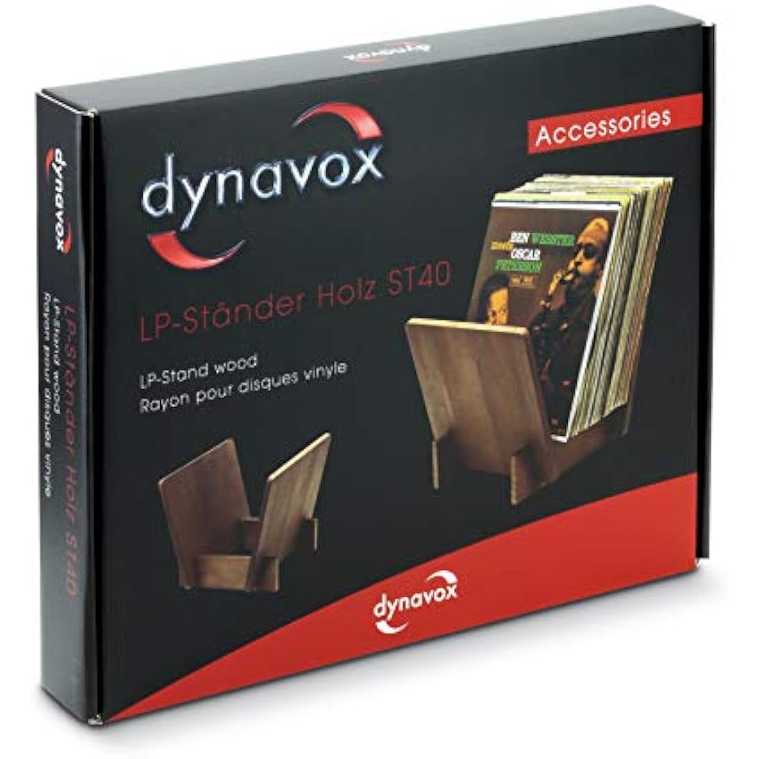 Dynavox Pine Vinyl Record Storage Box Holds up to 40 LPs and Singles - Light Brown - ST40