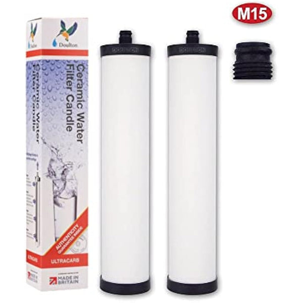 Doulton Ultracarb M15 |2 Pack| Drinking Water Ceramic Candle Filter | Reduces Contaminants | Improves Taste & Odour | Compatible with Franke 02, Triflow, Filterflow 1st & 2nd Gen Plastic Housing