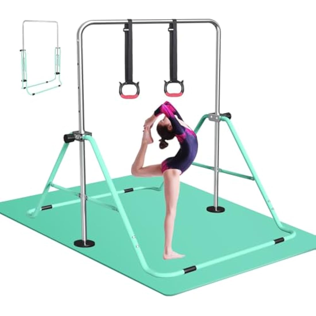 FBSPORT Gymnastics Bar, Folding Horizontal Bar Gymnastics Equipment for Kids Home Training, Expandable Gymnastics Training Bar Junior with Adjustable Height for Girls Boys