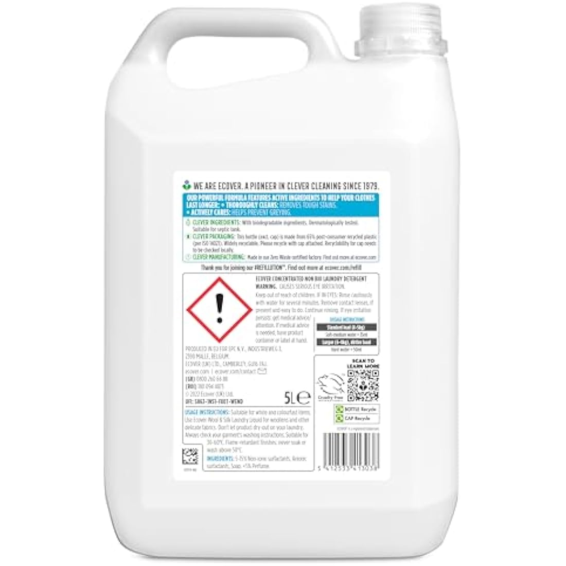 Ecover Concentrated Non-Bio, Laundry Detergent Refill, Laundry Washing Liquid, Lavender and Sandalwood, 142 Washes, 5L