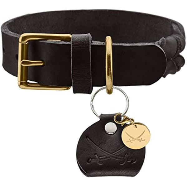 HUNTER Sansibar Solid Dog Collar Leather Heavy Duty Grippy Braided 55 (M) Black