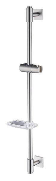 HomeHeng Shower Riser Rail 80CM, Wall Mounted Shower Slide Bar with Soap Dish Bracket Brushed Nickel Adjustable Shower Head Holder Bar for Bathroom,