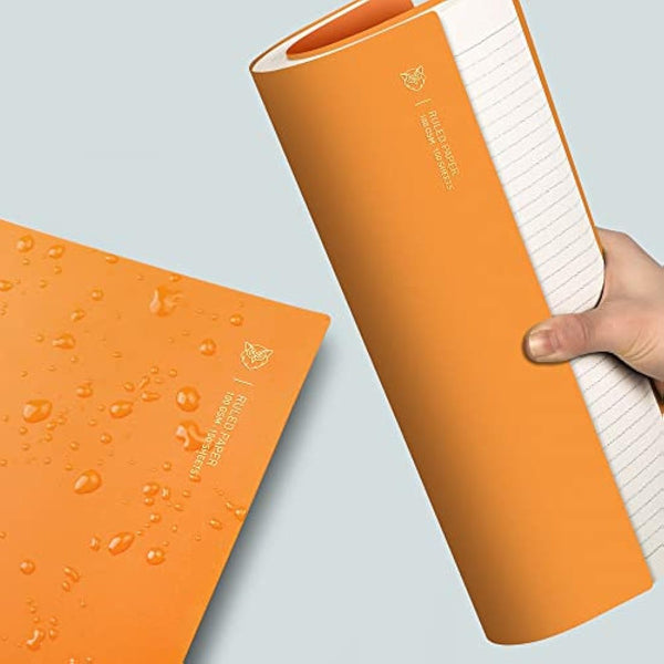 EMSHOI A4 Notebook College Ruled - 300 Pages/150 Sheets, Wirebound Notepad with 100gsm Lined Paper, Waterproof Softcover, Journal for Women Men Work Office School Writing, 21.5x27.9cm, Orange
