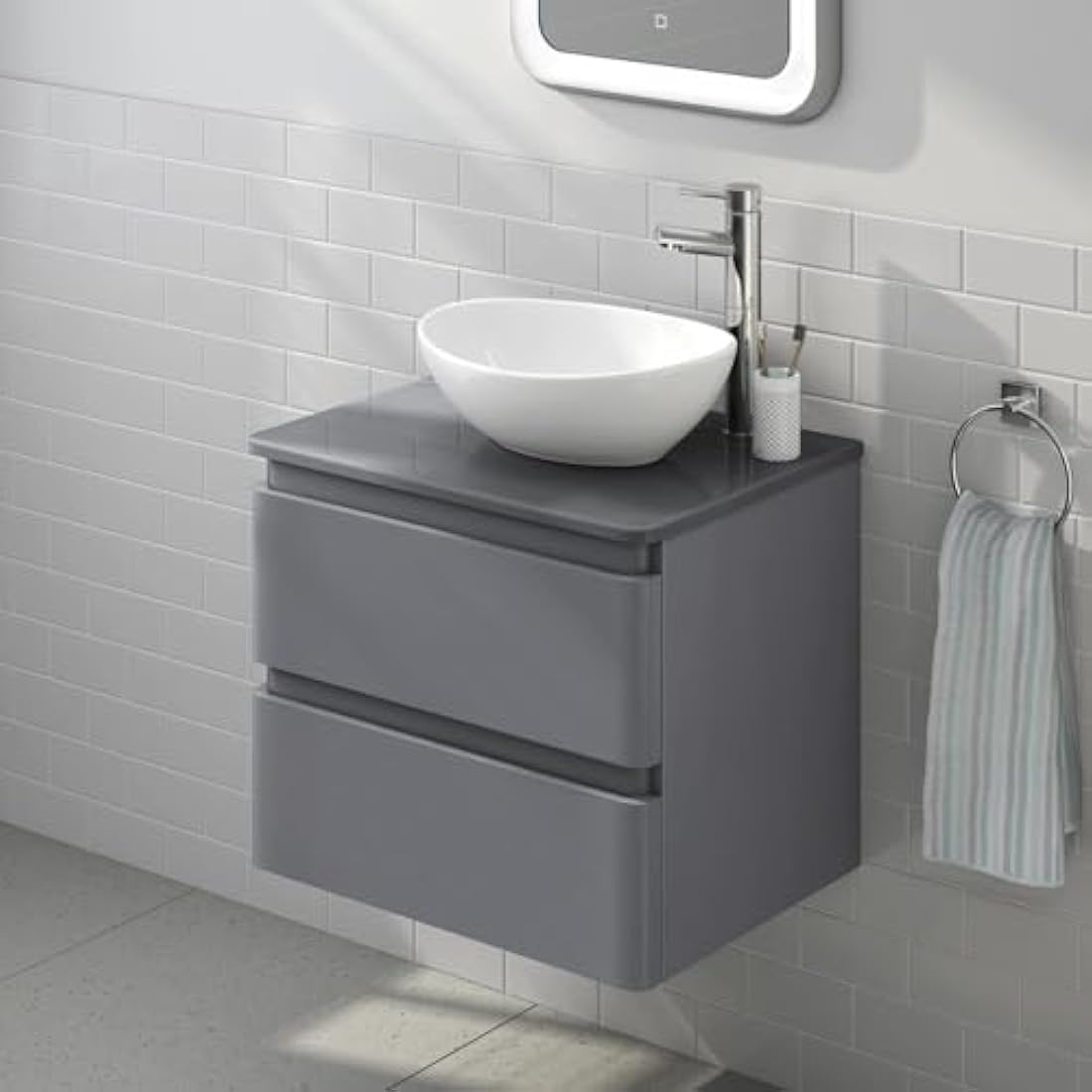 iBathUK Modern Oval Gloss White Countertop Basin Sink Ceramic