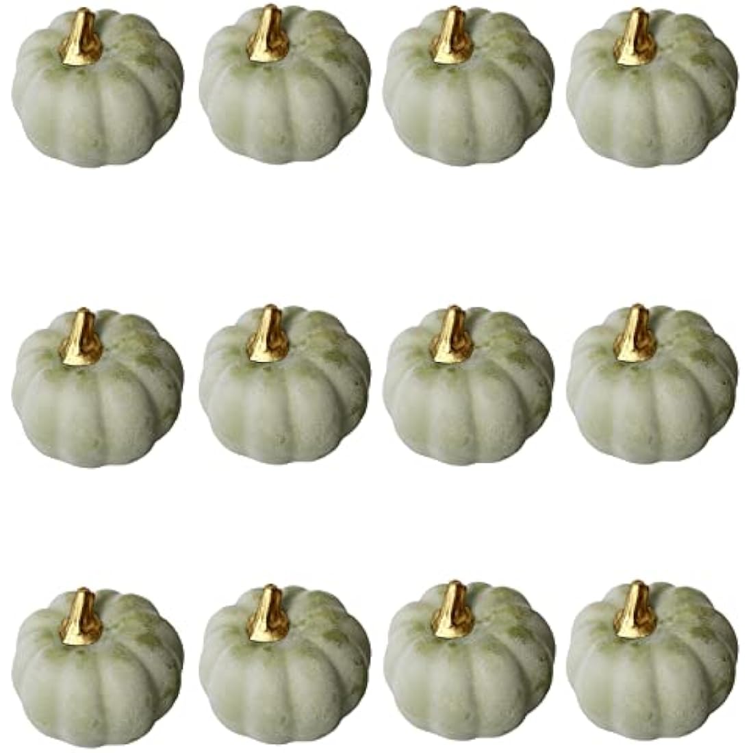 12Pcs Retro Green Artificial Pumpkins Bulk Autumn Decoration Set,Thanksgiving Pumpkin Decorations,Decorative Pumpkin Faux Harvest Fake Mini Foam Pumpkins for Fall,Wedding,Home Halloween Party Decor
