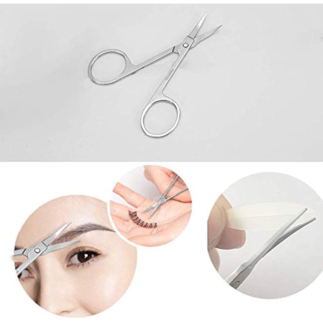 Eyebrow Scissors and Three Eyebrow Brushs,Nose Beard Trimming Scissors Eyelash with Curved Craft Stainless Steel Scissors