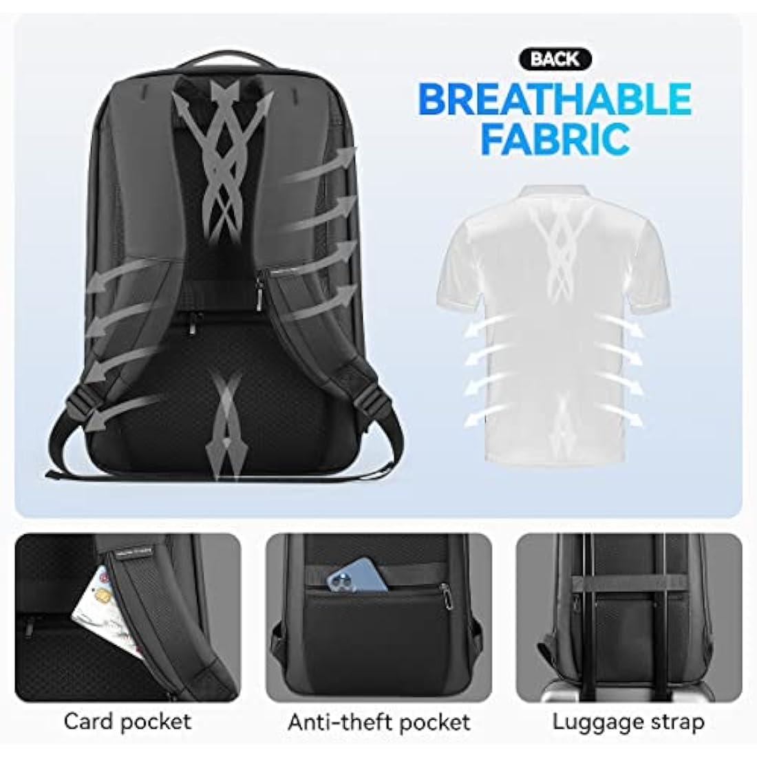 MARK RYDEN Slim Hard Shell Laptop Backpack, Lightweight Laptop Rucksack For 15.6 inch,Waterproof Business Work backpack For Men Women-Black