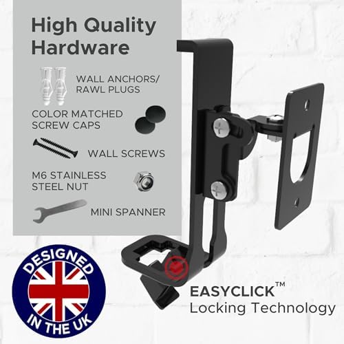 2 x One Wall Mount Bracket, Black, Twin Pack, Tilt & Swivel, Compatible with Sonos ONE, Gen 2, ONESL & Play:1