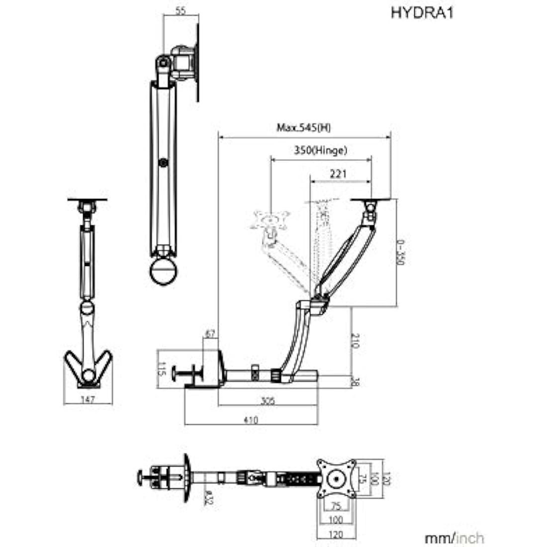 Amer Single Articulating Arm Mount for Monitor