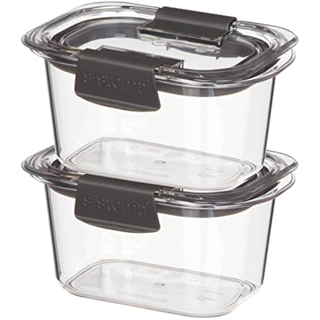 Sistema Brilliance Leakproof Food Storage Container, Stain and Odour Resistant, Microwave Steam Vents, 380 ml, BPA-Free, Black Clips, Clear/Grey, 2 Count (Pack of 1)
