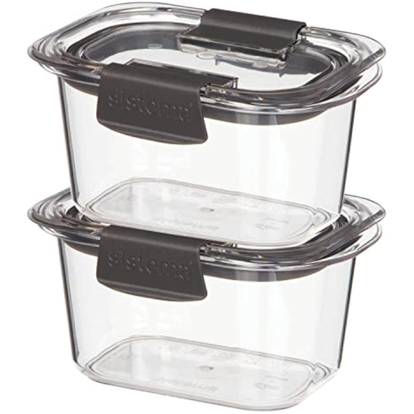Sistema Brilliance Leakproof Food Storage Container, Stain and Odour Resistant, Microwave Steam Vents, 380 ml, BPA-Free, Black Clips, Clear/Grey, 2 Count (Pack of 1)