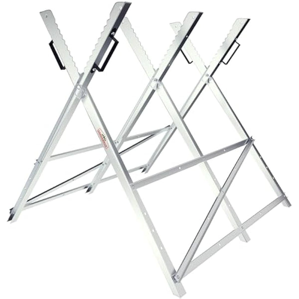 GARDEBRUK® Folding Galvanised Saw Horse | Foldable Portable Trestle | Workbench Timber Cutting Log Holder | Wood Splitter for Hand Saw Chainsaw | Sawhorse | Heavy Duty 150 kg