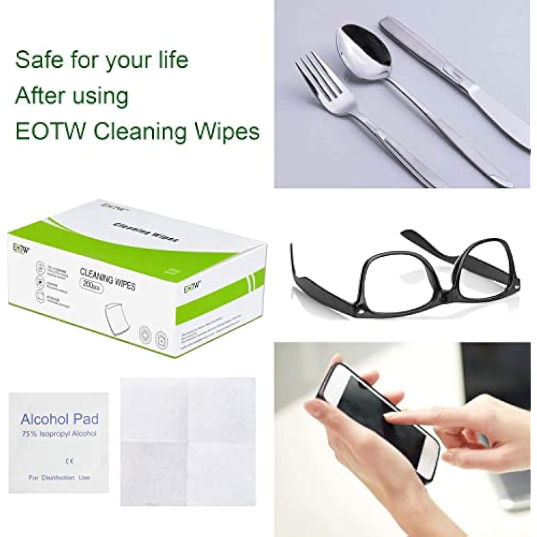 200pc Alcohol Cleaning Phone Wipes - EOTW Cleaning Screen Glasses Wipes Individually Wrapped, Disposable Cleaning Wipes Phone Laptop Use Tiny Size 6cm x 6cm