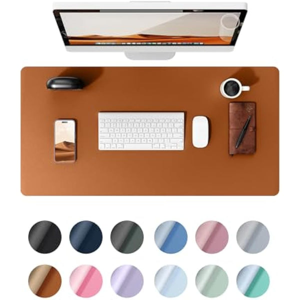 YSAGi Leather Desk Mat, Large Mouse Mat, Non-Slip Desk Pad, Waterproof PU Leather Table Protector Writing Pad for Office and Home (90 x 43 cm, Brown)